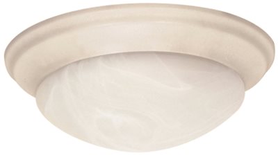60-287 Flush Mount Two Light 14 In. Textured White, Alabaster Glass, Incandescent