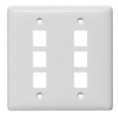 Nsp26w Multimedia Wall Plate, Rear-loading 2-gang & 6-port - White
