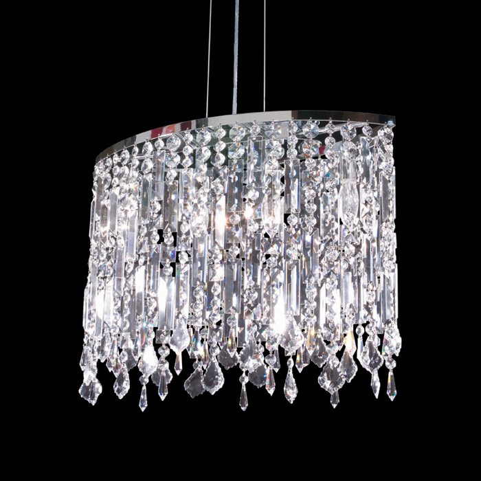 40030s22 Contemporary Assorted Crystal Style Chandelier - Silver, Oval
