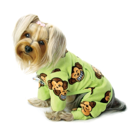 Klippopet Kbd071sz Silly Monkey Fleece Turtleneck Pajamas - Lime, Small