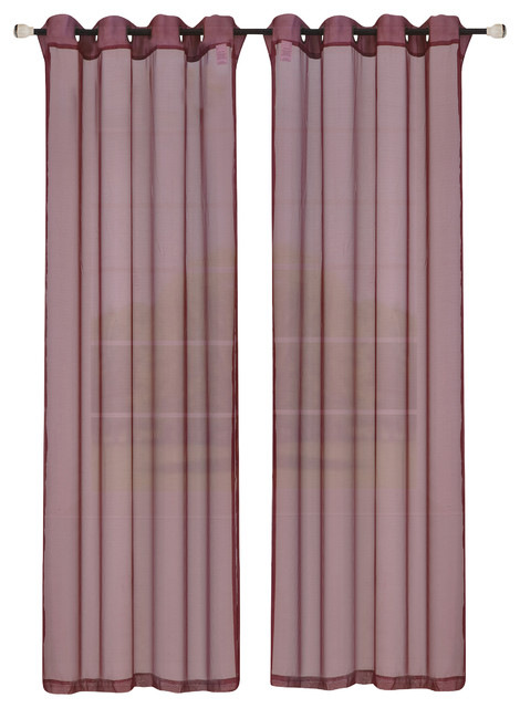Sp044234 Leah Sheer Curtain Panel Burgundy 55 X 84 In.