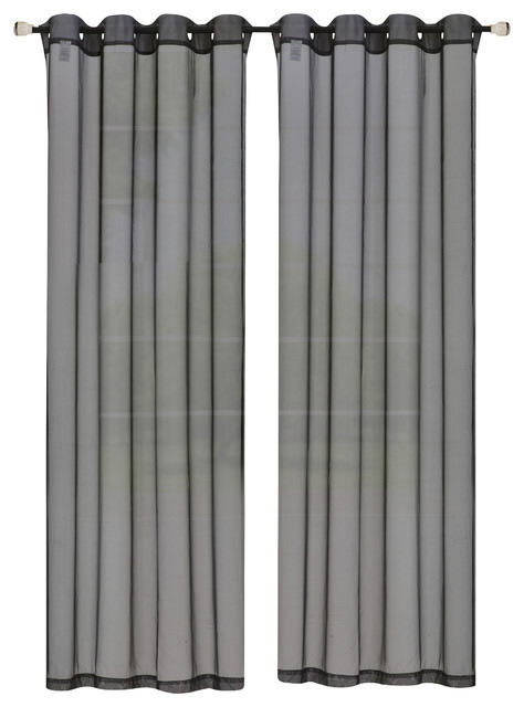 Sp044241 Leah Sheer Curtain Panel Black 55 X 84 In.
