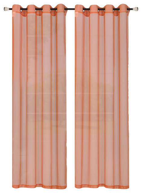 Sp044265 Leah Sheer Curtain Panel Orange 55 X 84 In.