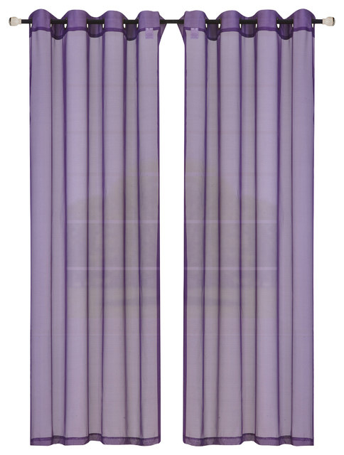 Sp044302 Leah Sheer Curtain Panel Purple 55 X 84 In.