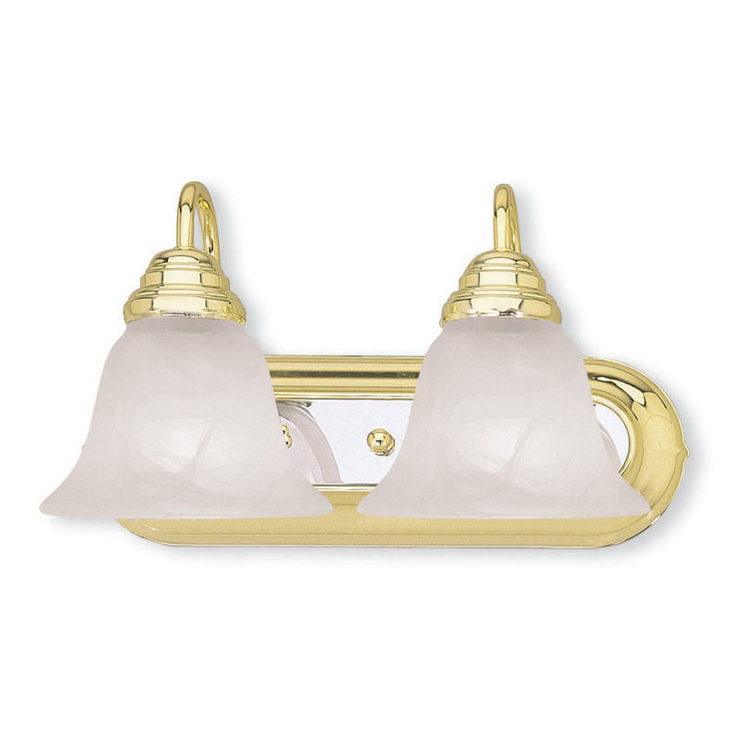 Livex 1152-25 14 X 8.25 In. Backplate Bath Light, Polished Brass With Chrome