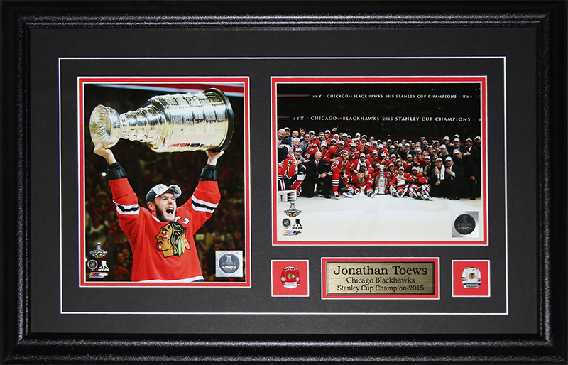 Toews_2photo_2015cup Jonathan Toews Chicago Blackhawks 2015 Stanley Cup 2 Photo Frame