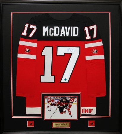 Mcdavid_juniors_jersey_frame Connor Mcdavid Team Canada Juniors Signed Jersey Frame