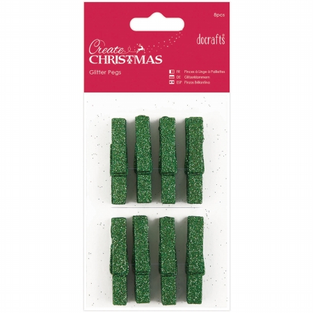 Pm174927 Papermania Create Christmas Glitter Pegs - Green