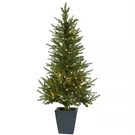 4.5 Ft. Christmas Tree With Clear Lights & Decorative Planter