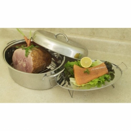 Cookpro 574 23 Lbs. Stainless High Dome Roaster And Fish Poacher - 4 Piece