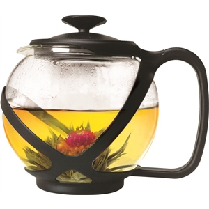 Epoca International Inc Pta-2340 Tempo Round Black Glass Teapot, 40 Oz. Pack Of 4