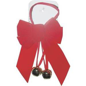 Trims 6803 Red Velvet Bow With 2 Bells Pack Of 24