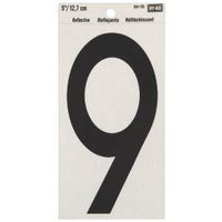 Hy-ko Products Rv-70/9 Number House 9 Reflective, Black - 5 In. Pack Of 10