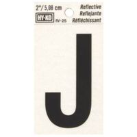 Hy-ko Products Rv-25/j Letter House J Reflective, Black - 2 In. Pack Of 10