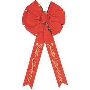 Trims 6016 Deluxe Red Velvet Bow With Gold Printed Pack Of 12