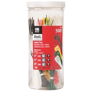 Gb- 50398 Cable Ties Assorted Color, 500 Pieces