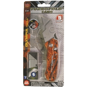 Tools International 33-207 Knife Folding Camo Utility Orange