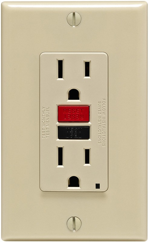 Leviton Mfg C21-gfnt1-rni Self-test 15a Gfci Outlet With Wall Plate, Ivory