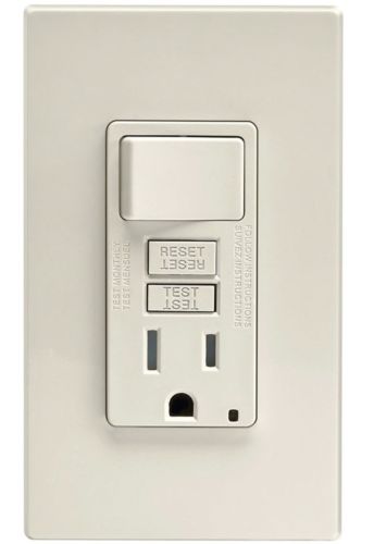Leviton Mfg C26-gfsw1-00t Self-test Tamper Resistant Gfci Switch & Outlet Combination With Wallplate, Light Almond
