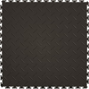 Floor Tile L Itdp450bk45 20.5 X 20.5 In. Flexible Interlocking Pvc Floor Tile, Diamond Plate Pattern, Black