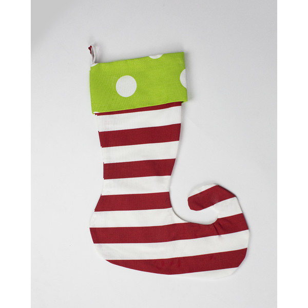 ' S71-206-204 Elf Stocking, Green Oxygen With Red Stripe