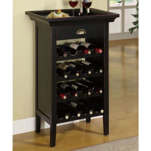 502-426 Rub Through Wine Cabinet, Black With Merlot