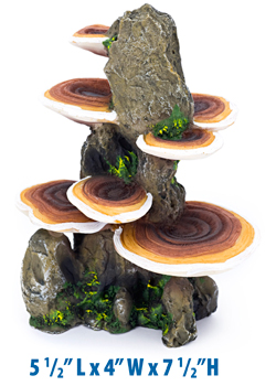 Brown Mushroom On Rock Fish Aquarium Ornament - Medium