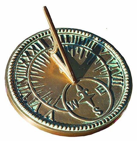 Rome 2310 Roman Sundial, Solid Brass With Light Verdi Highlights, 8 In. Diameter