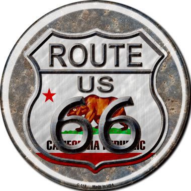 C-518 California Route 66 Novelty Metal Circular Sign