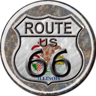 C-519 Illinois Route 66 Novelty Metal Circular Sign