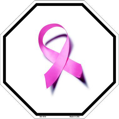 Bs-1019 Pink Ribbon Breast Cancer Metal Novelty Octagon Stop Sign