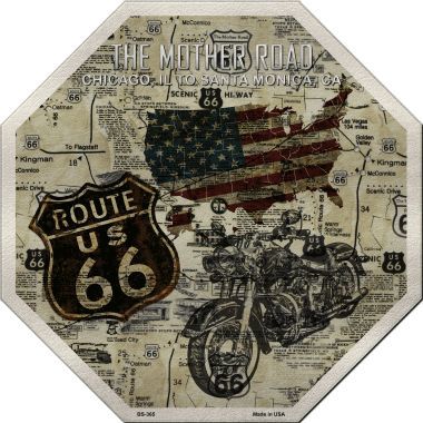 Bs-365 Route 66 Mother Road Vintage Metal Novelty Stop Sign