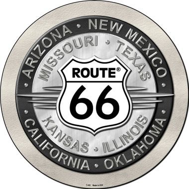 C-481 Route 66 States Novelty Metal Circular Sign