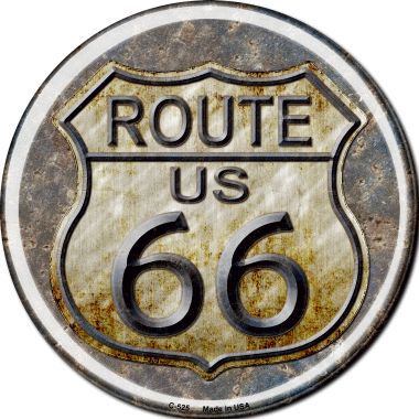 C-525 Rusty Route 66 Novelty Metal Circular Sign