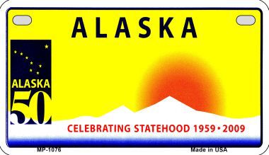 Smart Blonde MP-1076 Alaska State Background Metal Novelty Motorcycle License Plate Smart Blonde MP-1076 Alaska State Background Metal Novelty Motorcycle License Plate