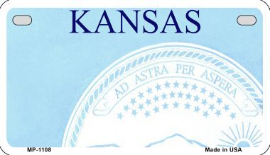 Smart Blonde MP-1108 Kansas State Background Metal Novelty Motorcycle License Plate Smart Blonde MP-1108 Kansas State Background Metal Novelty Motorcycle License Plate