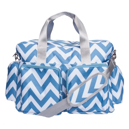Trend Lab 2 101849 Chevron Deluxe Duffle Diaper Bag, Blue And White