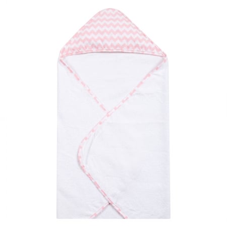 Trend Lab 2 20969 Pink Sky Chevron Hooded Towel And Wash Cloth Set