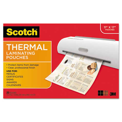 & Commercial Tape Div Tp385625 Menu Size Thermal Laminating Pouches, 3 Mil.