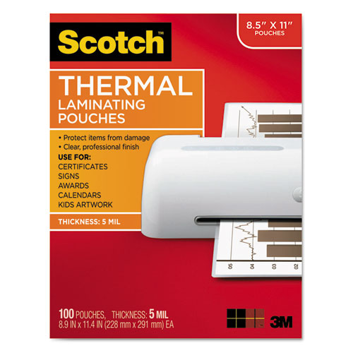& Commercial Tape Div Tp5854100 Letter Size Thermal Laminating Pouches, 5 Mil.
