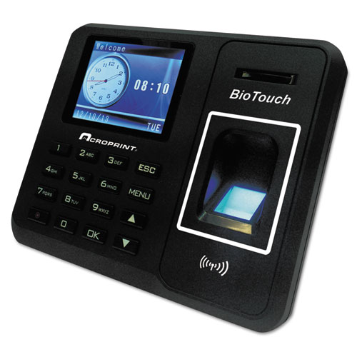 Acroprint Time Recorder 010276000 Biotouch Time Clock, Hours, Minutes & Seconds