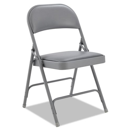 Alera Fc96g Steel Folding Chair With Padded Back & Seat, Light Gray