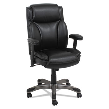 Alera Vn5119 Veon Series Leather Mid-back Managers Chair With Coil Spring Cushioning, Black