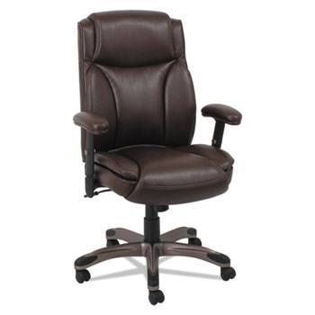 Alera Vn5159 Veon Series Leather Mid-back Managers Chair With Coil Spring Cushioning, Brown