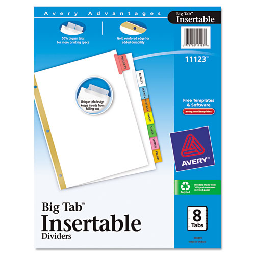 Avery-dennison 11123 Insertable Big Tab Dividers, 8-tab, Letter