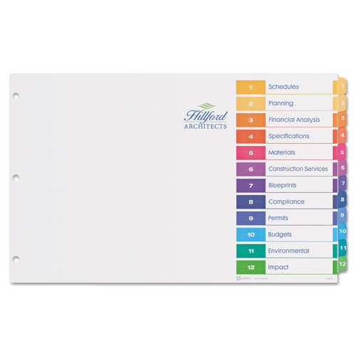 Ready Index Customizable Table Of Contents Multicolor Dividers, 12-tab