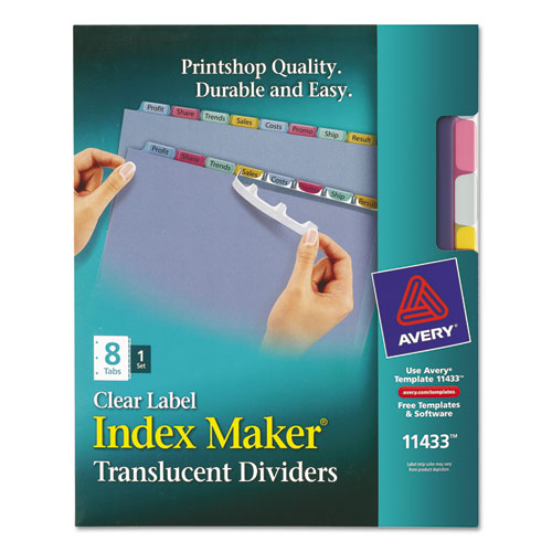 Avery-dennison 11433 Index Maker Print & Apply Clear Label Plastic Dividers, 8-tab