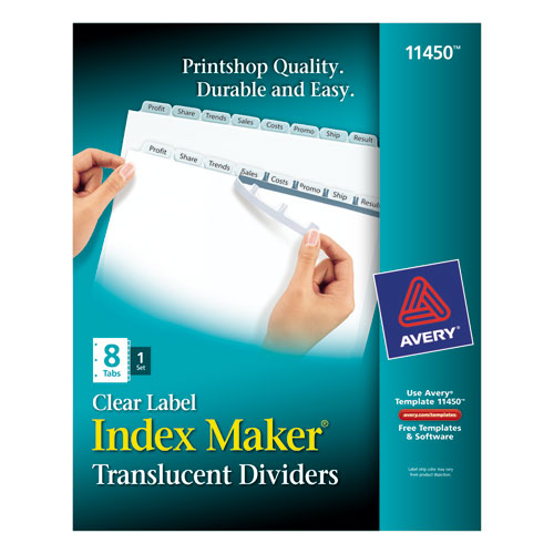 Avery-dennison 11450 Index Maker Print & Apply Clear Label Plastic Dividers, 8-tab