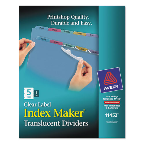 Avery-dennison 11452 Index Maker Print & Apply Clear Label Plastic Dividers, 5-tab