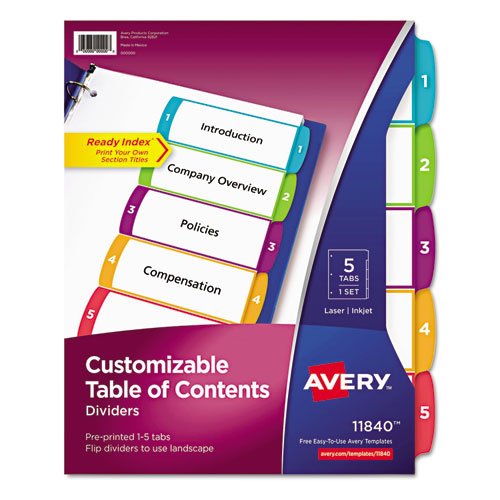 Avery-dennison 11840 Ready Index Table Of Contents Dividers, 1-5 Letter